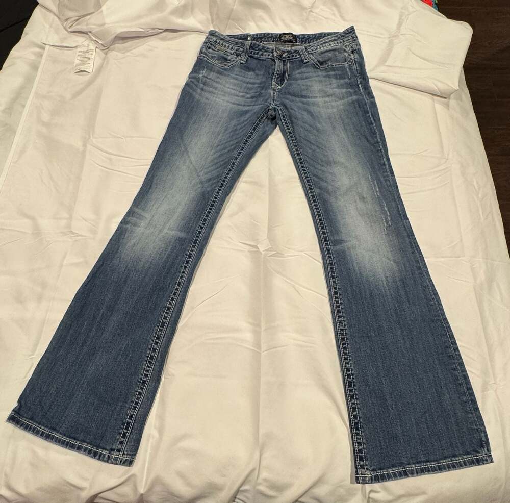 Y2K 2000ās ReRock for Express Bootcut Denim Jeans Blue Wash Womens